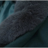 Army Green Bomber Jacket with Faux Fur Collar - HEATLNDN