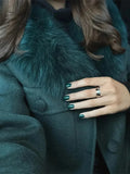 Army Green Bomber Jacket with Faux Fur Collar - HEATLNDN