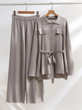 Button Down Knitted 2 Piece Loungewear Set - HEATLNDN