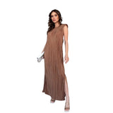 Long Brown Sleeveless Dress - HEATLNDN