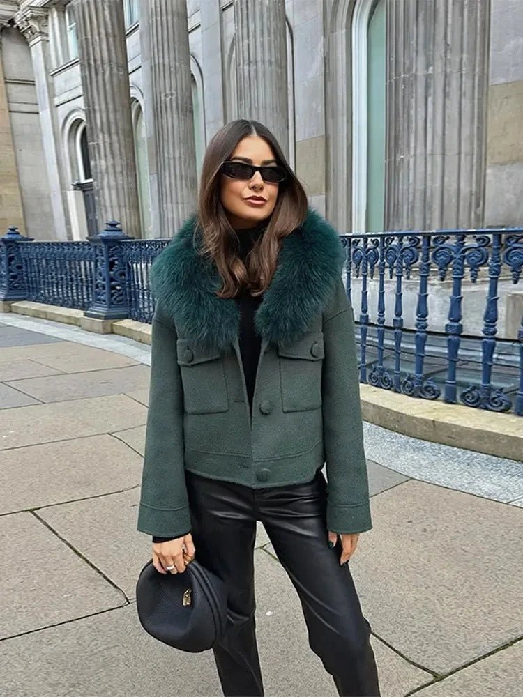 Army green coat with fur online