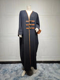 Contrast Detail Open Abaya with Leather Buckle Detail - HEATLNDN