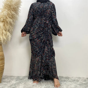 Long Sleeve Printed Modest Maxi Dress - HEATLNDN