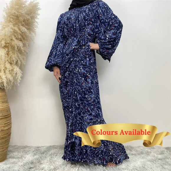 Long Sleeve Printed Modest Maxi Dress