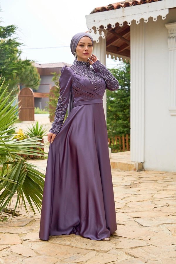 Modest Prom Dress with Sequins on Arms and Front Modest Prom Dress with Sequins on Arms and Front