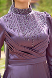 Modest Prom Dress with Sequins on Arms and Front - HEATLNDN