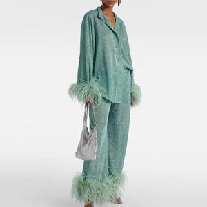 Ostrich Feathers Co Ord Set - HEATLNDN