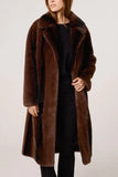 Plush Midi Brown Faux Fur Coat - HEATLNDN