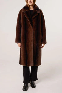 Plush Midi Brown Faux Fur Coat - HEATLNDN