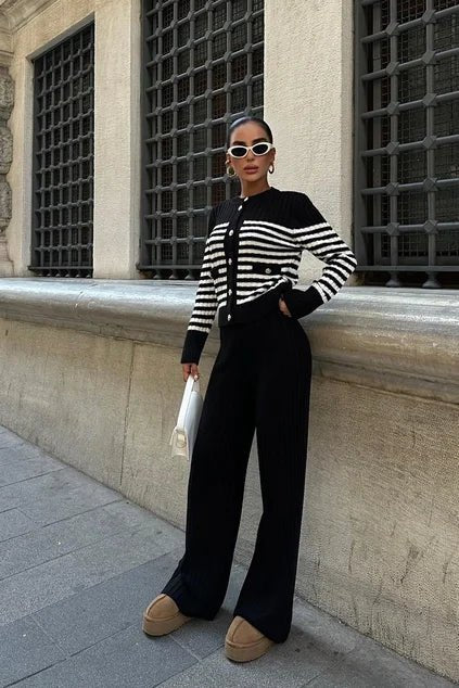 Ribbed Knitted Co Ord Set Cardigan Co Ord Set HEATLNDN