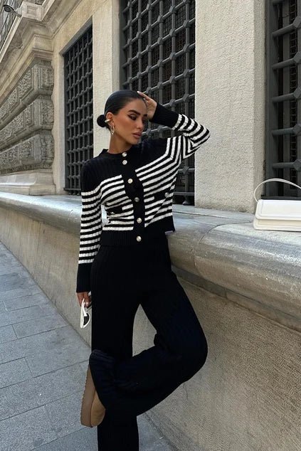 Ribbed Knitted Co Ord Set Cardigan Co Ord Set HEATLNDN