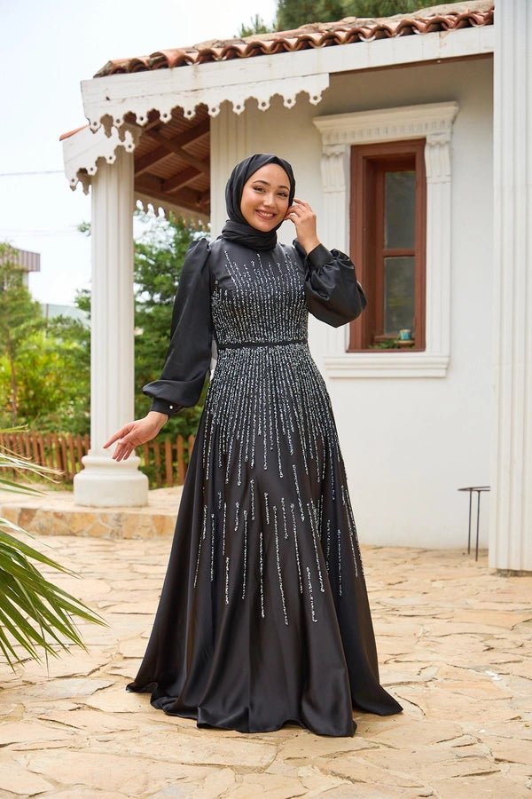 Modest Dress With Abaya Prom Dresses Satin Modest Prom Dress With