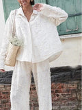 White Jacquard Silk Cotton Summer Co Ord Set - HEATLNDN