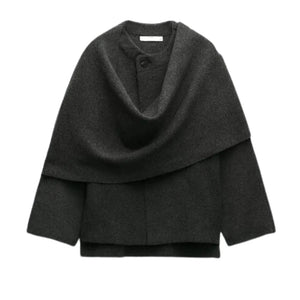 Short coat 2025 with wraparound collar