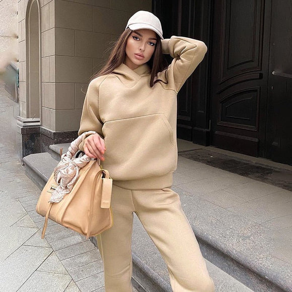 Linad Knitted Ribbed Women's Home Clothes 2 Piece Sets Long Sleeve O Neck  Sleepwear Winter Casual Trouser Suits Solid Pajamas
