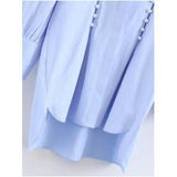 Sky Blue Oversized Shirt with Pearl Detailing - HEATLNDN