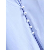 Sky Blue Oversized Shirt with Pearl Detailing - HEATLNDN