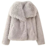grey fluffy tick winter warm fur coat